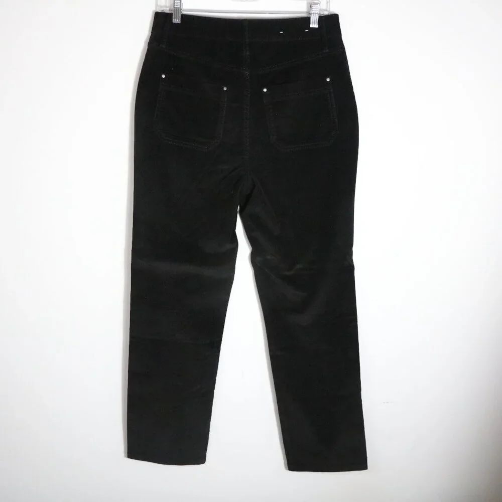 Boden Straight Leg Corduroy Jeans Womens 8 Black‎ Patch Pockets Ankle High Rise